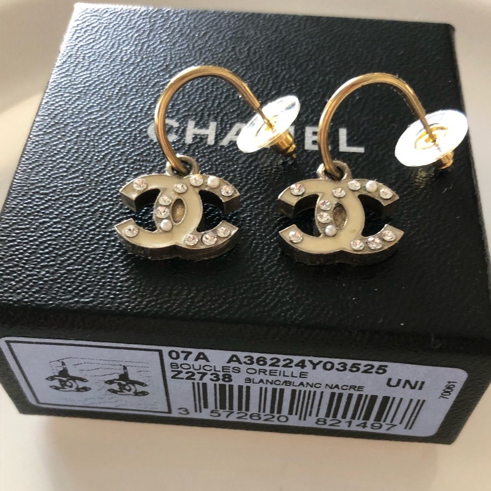 Authentic Chanel Pearl Crystal Earrings